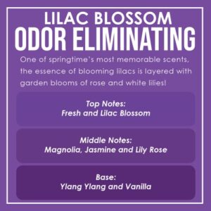 Lilac Blossom Odor Eliminating Highly Fragranced Candle - Eliminates 95% of Pet, Smoke, Food, and Other Smells Quickly - Up to 80 Hour Burn time - 12 Ounce Premium Soy Blend