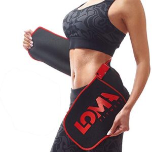s loma waist trainer for women and men -waist trainer for weight loss - six-pack abs sweat belt - waist trimmer stomach wrap - bonus hot gel 20 mg & meal plan (black, small: 8" width x 35" length)