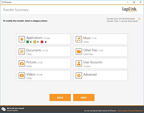 Laplink PCmover Professional | Instant Download | Single Use License | Moves Applications, Files, and Settings to Your New PC