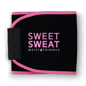 sweet sweat waist trimmer, by sports research - get more from your workout - sweat band increases stomach temp to cut water weight - gym waist trainer belt for women & men - faja para hacer ejercicios
