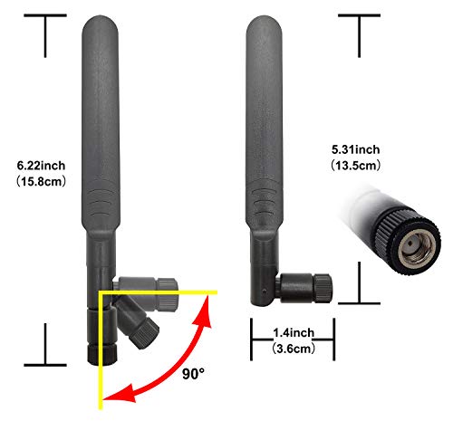 WiFi Antenna 8dBi Omni RP-SMA Male 2.4Ghz 5.8Ghz Dual Band + 20cm U.FL IPEX MHF4 to RP SMA Female Extension Cable for M.2 NGFF Card Notebook Drone 2 Pcs