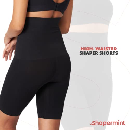 SHAPERMINT High Waisted Body Shaper Shorts - Shapewear for Women Tummy Control Small to Plus-Size Black XXXX-Large