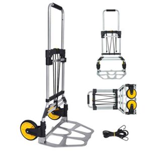 fullwatt 264 lb capacity folding hand truck and dolly cart aluminum portable folding hand cart with telescoping handle and rubber wheels