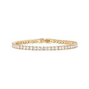 pavoi 14k gold plated cubic zirconia classic tennis bracelet | yellow gold bracelets for women | 7.5 inches