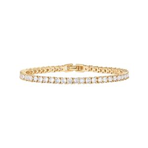 PAVOI 14K Gold Plated Cubic Zirconia Classic Tennis Bracelet | Yellow Gold Bracelets for Women | 7.5 Inches