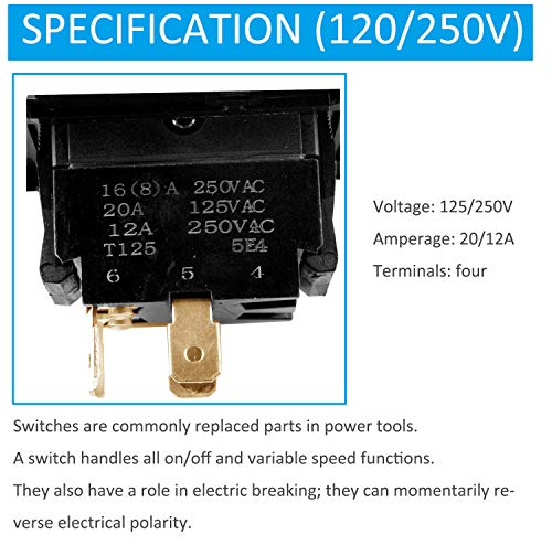 Table Saw Switch Replacement Compatible with Ryobi and Craftsman, Safety Power Tool Switch,Paddle On/Off Switch for Table Saw 125v