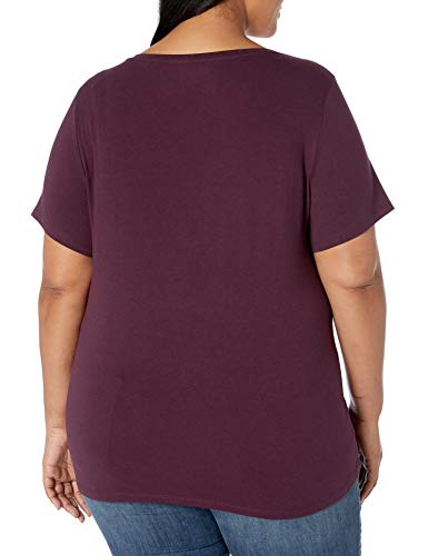 Amazon Essentials Women's Short-Sleeve V-Neck T-Shirt (Available in Plus Size), Burgundy, 2X