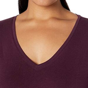 Amazon Essentials Women's Short-Sleeve V-Neck T-Shirt (Available in Plus Size), Burgundy, 2X