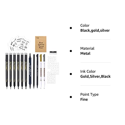 Tebik Calligraphy Pens Set, 22 Pack Hand Lettering Pens Kit, Calligraphy Markers with for Beginners Writing, Journaling, Signature, Art Drawing, Illustrations, Card Making, Design