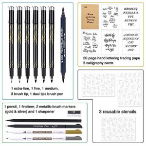 Tebik Calligraphy Pens Set, 22 Pack Hand Lettering Pens Kit, Calligraphy Markers with for Beginners Writing, Journaling, Signature, Art Drawing, Illustrations, Card Making, Design