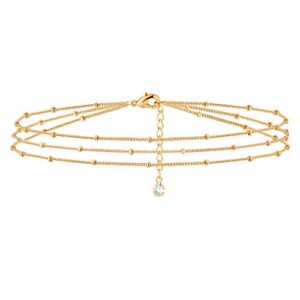 mevecco bracelet for women gold layered satellite chain bead 14k gold plated dainty 3 layer simple jewelry cute for girls