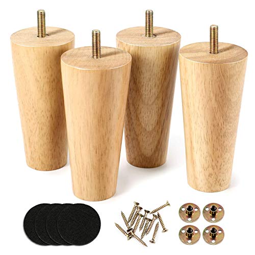 One Sight 5 inch Solid Wood Furniture Legs Dresser Legs Sofa Replacement Legs, Mid Century Sofa Legs for Couch, Bed, Armchair,Cabinet, Set of 4