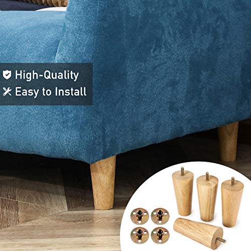 One Sight 5 inch Solid Wood Furniture Legs Dresser Legs Sofa Replacement Legs, Mid Century Sofa Legs for Couch, Bed, Armchair,Cabinet, Set of 4