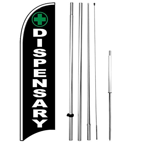 Dispensary Windless Swooper Flag Kit 15' Feather Banner Sign kb-h