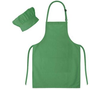 dapper&doll kids apron and chef hat - gift set for boys girls ages 4-10 - green