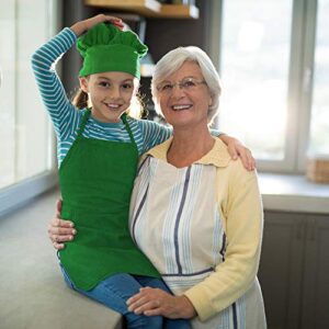 Dapper&Doll Kids Apron and Chef Hat - Gift Set for Boys Girls Ages 4-10 - Green