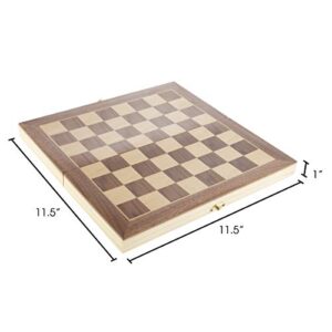Hey! Play! Chess Set with Folding Wooden Board-Beginner’s Portable Classic Strategy and Skill Game for Competitive 2-Player Family Fun , Brown