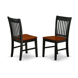east west furniture norfolk dining slat back wood seat kitchen chairs, set of 2, black & cherry