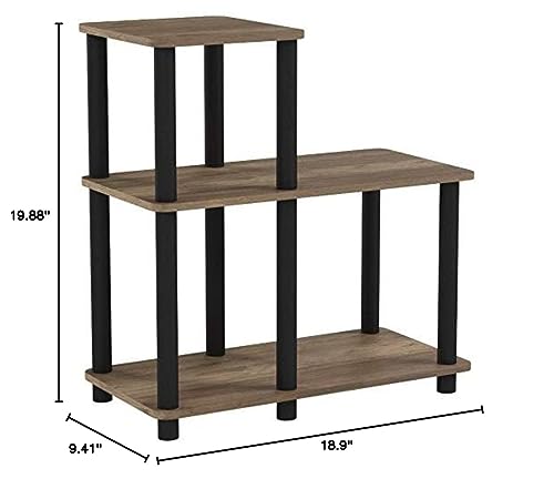 Furinno Turn-N-Tube Accent Decorative Shelf, Columbia Walnut/Black