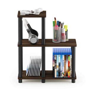 Furinno Turn-N-Tube Accent Decorative Shelf, Columbia Walnut/Black