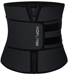 hoplynn neoprene sweat waist trainer corset trimmer shaper belt for women, workout plus size waist cincher stomach wraps bands black medium