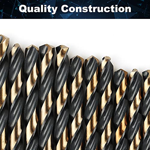 COMOWARE Number Size Drill Bit Set 60pcs- Jobber Length Drill Bits, Wire Gauge 1 to 60, Black and Gold Finish, 135° Split Point, High Speed Steel with Metal Indexed Storage Case