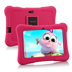 pritom 7 inch kids tablet | quad core android 10.0, 32 gb rom | wifi,bluetooth,dual camera | educational,games,parental control,kids software pre-installed with kids-tablet case (pink)