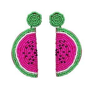 idealway Beads Fruit Watermelon Shape Drop Earrings For Women Statement Party Jewelry (Purple)