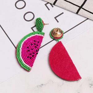 idealway Beads Fruit Watermelon Shape Drop Earrings For Women Statement Party Jewelry (Purple)