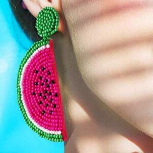 idealway Beads Fruit Watermelon Shape Drop Earrings For Women Statement Party Jewelry (Purple)