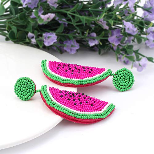 idealway Beads Fruit Watermelon Shape Drop Earrings For Women Statement Party Jewelry (Purple)