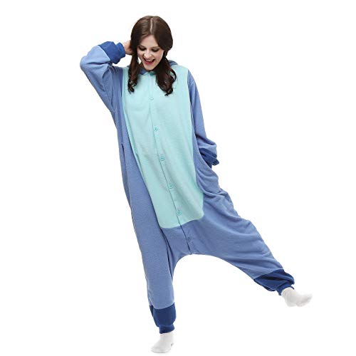 ZEALOVE Adult Stich Onesie Animal Pajamas Christmas Cosplay Costumes Party Wear Blue M