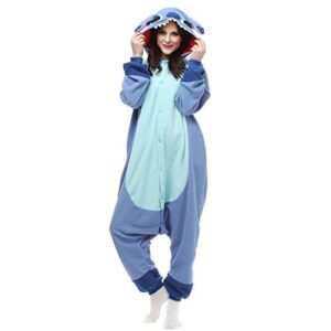 ZEALOVE Adult Stich Onesie Animal Pajamas Christmas Cosplay Costumes Party Wear Blue M