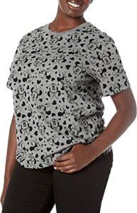 disney womens plus size t-shirt minnie mouse all over print (heather grey, 3x)