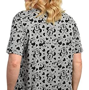 Disney Womens Plus Size T-Shirt Minnie Mouse All Over Print (Heather Grey, 3X)