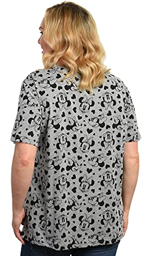Disney Womens Plus Size T-Shirt Minnie Mouse All Over Print (Heather Grey, 3X)