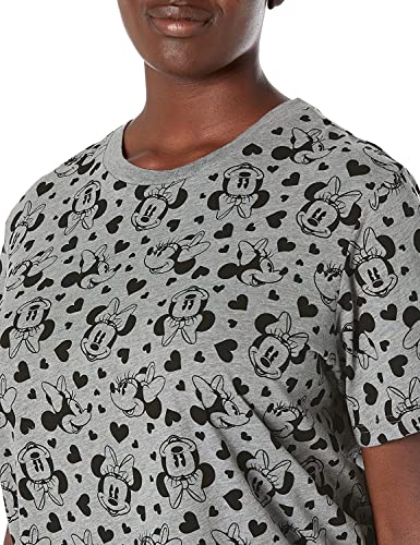 Disney Womens Plus Size T-Shirt Minnie Mouse All Over Print (Heather Grey, 3X)