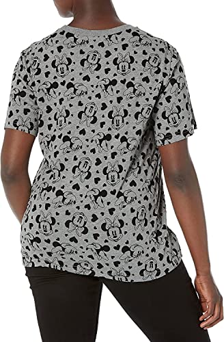 Disney Womens Plus Size T-Shirt Minnie Mouse All Over Print (Heather Grey, 3X)