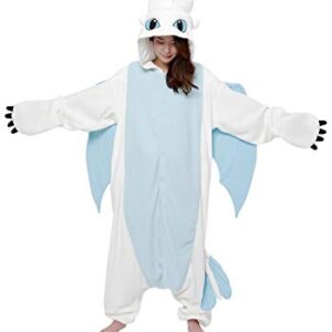 SAZAC Kigurumi - How to Train Your Dragon - Light Fury - Onesie Jumpsuit Halloween Costume (One Size)