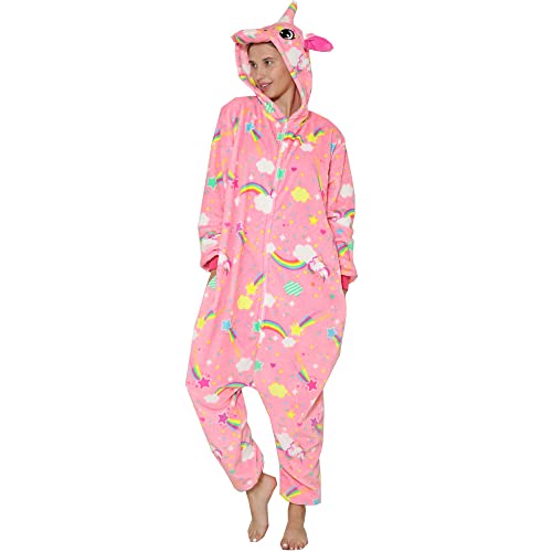 Nousion Licorne Unisex Adult Onesies Pajamas, Cosplay Christmas Sleepwear Onesies Outfit Light Purple