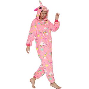 Nousion Licorne Unisex Adult Onesies Pajamas, Cosplay Christmas Sleepwear Onesies Outfit Light Purple