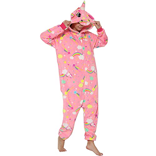 Nousion Licorne Unisex Adult Onesies Pajamas, Cosplay Christmas Sleepwear Onesies Outfit Light Purple