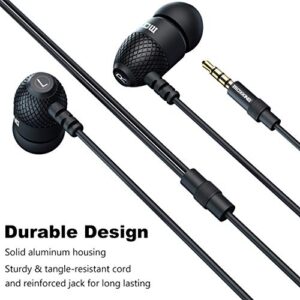 MOXKING Wired Durable Metal Earphones Earbuds w Microphone and Volume Control, Deep Bass Clear Sound Noise Isolating in Ear Headphones, Ear Buds for Cell Phones, Laptop, Computer, iPad, iPod, Gaming