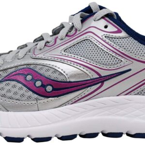 Saucony Women's VERSAFOAM Cohesion 12 Grey/Navy/Purple Road Running Shoe 8 Medium US