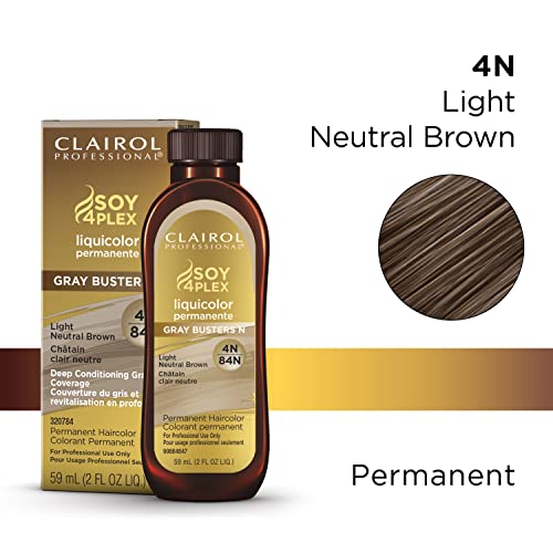 Clairol Professional Permanent Liquicolor for Dark Hair Color, 4n Light Neutral Brown, 2 oz