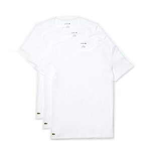 lacoste men's essentials 3 pack 100% cotton regular fit crew neck t-shirts, white, m