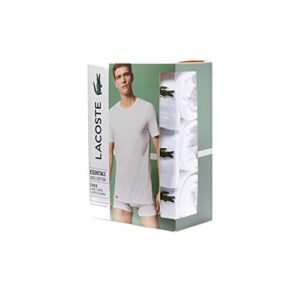 Lacoste Men's Essentials 3 Pack 100% Cotton Regular Fit Crew Neck T-Shirts, White, M