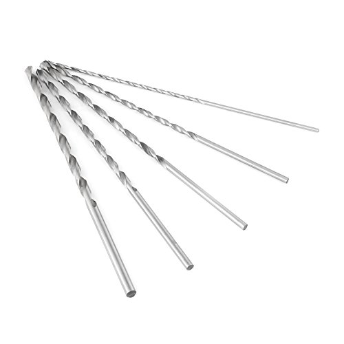 Long Twist Drill, 5Pcs 2-5mm Straight Shank Twist Drill Bit Tool Extra Long Drill Bits Set High Speed Steel Stainless Steel Straight Shank Tool Installer Drill Bit for Drilling Wood