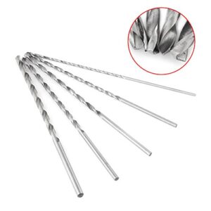 Long Twist Drill, 5Pcs 2-5mm Straight Shank Twist Drill Bit Tool Extra Long Drill Bits Set High Speed Steel Stainless Steel Straight Shank Tool Installer Drill Bit for Drilling Wood