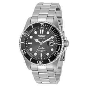 invicta men's pro diver 43mm stainless steel quartz watch, silver (model: 30806)